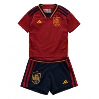 Billiga Spanien Barnkläder Hemma fotbollskläder till baby VM 2022 Kortärmad (+ Korta byxor)
